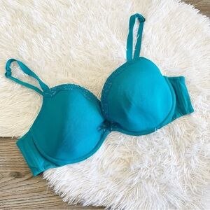 Cacique Cotton Bra 44C Underwire Turquoise Lane Bryant